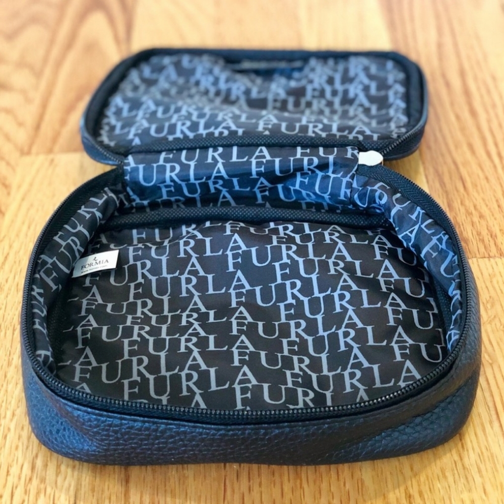NWOT Furla Black Zip Cosmetic Bag